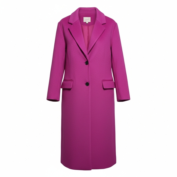 LOFT Coat Magenta Wool Coat Size Large Petite NWOT - Picture 7 of 8